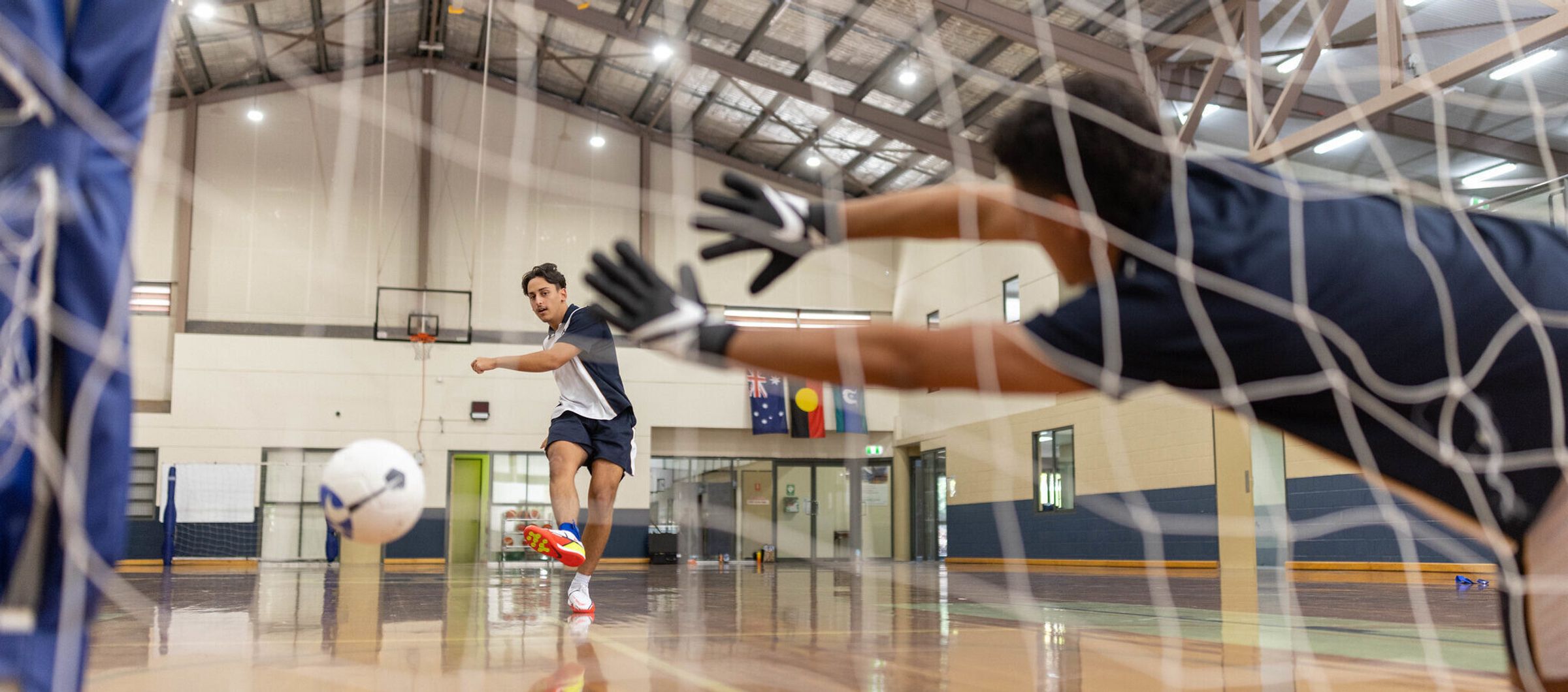 Students playing futsal in the multi-purpose centre