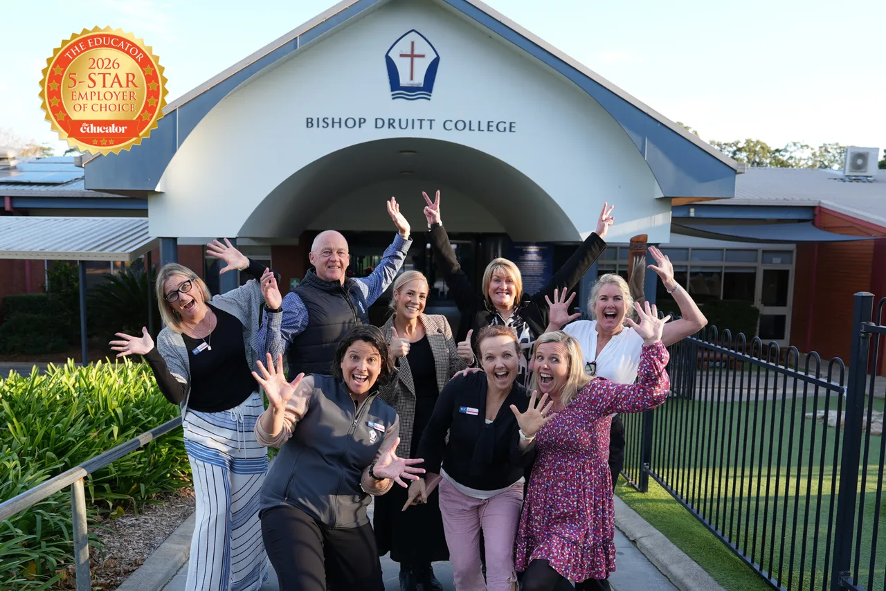 Bishop Druitt College staff celebrating national recognition as a 5-Star Employer of Choice by The Educator.