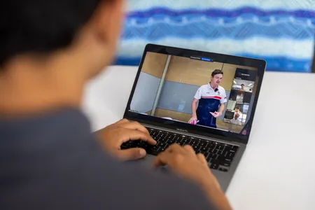 Student developing independent learning skills through online schooling