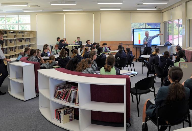 View of students in the reading review area
