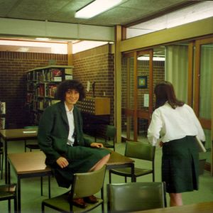 Senior students in the Library 1991 (card catalogue on far wall)