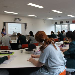 Year 10 Science class enjoying the first day of the new Science Wing