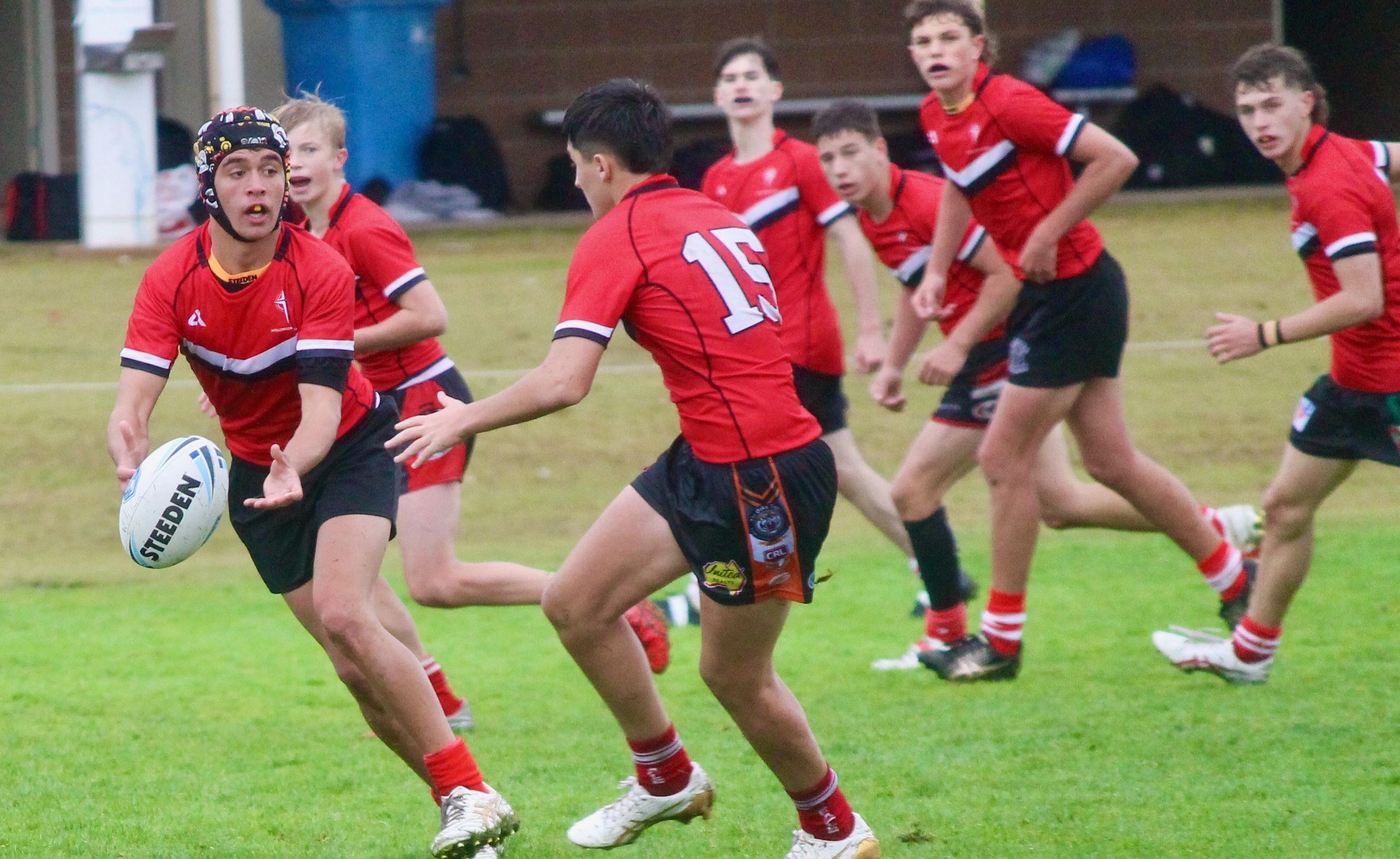 High school students playing sport.