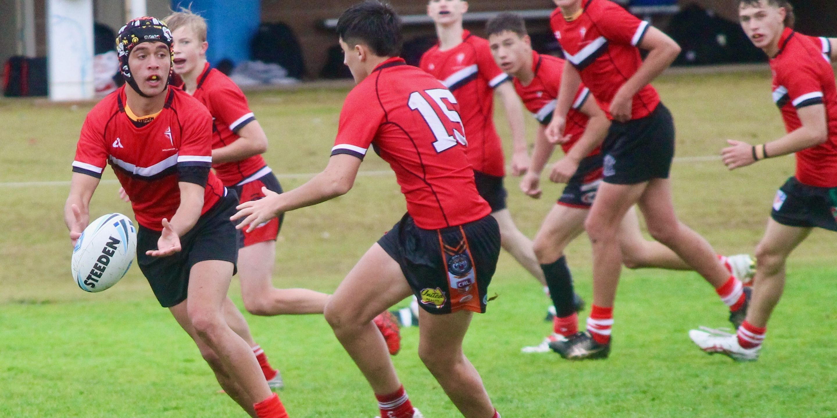 High school students playing sport.