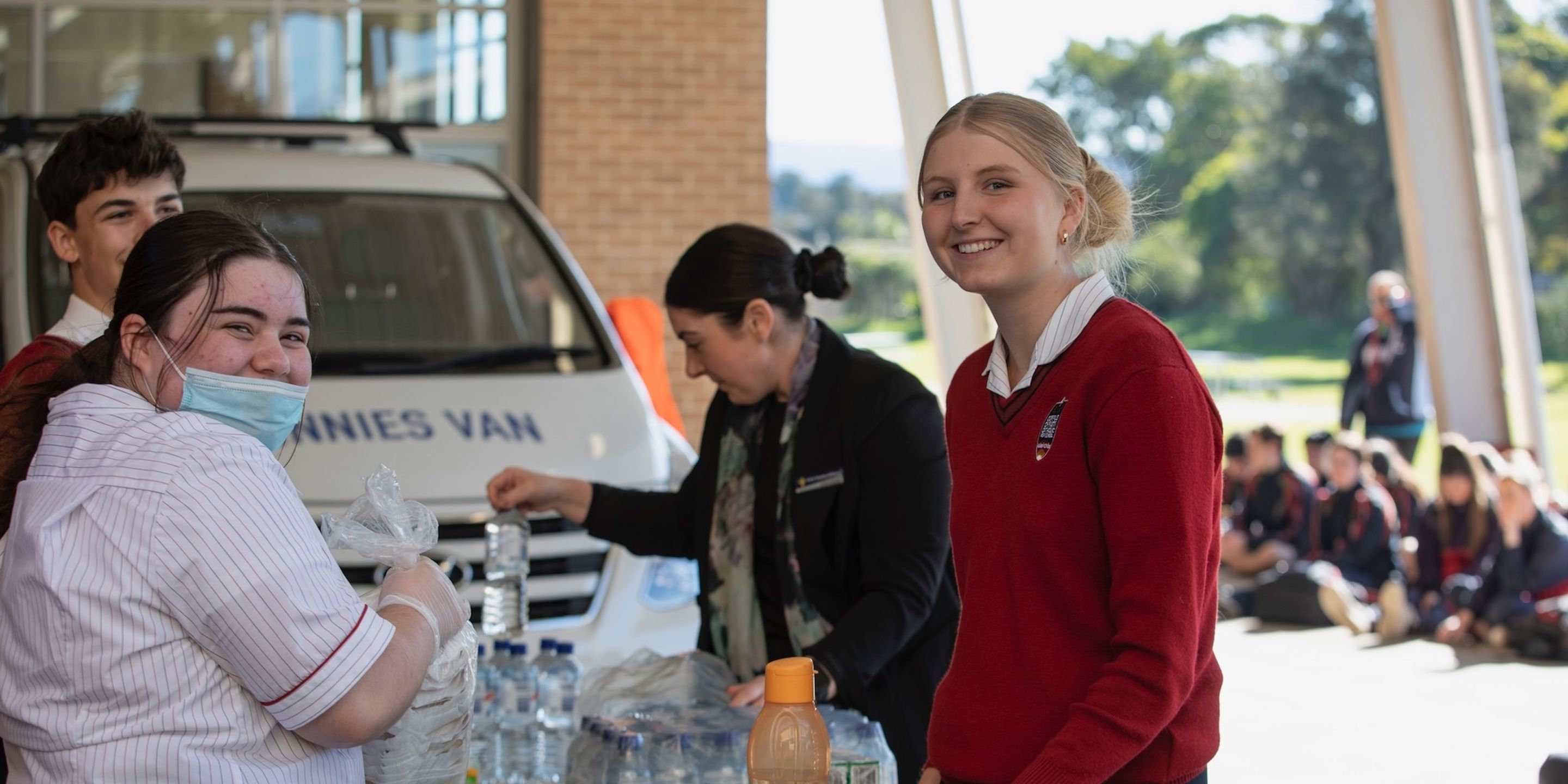 High school students doing volunteer work.