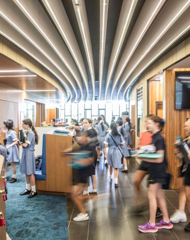 Internal view of the Margaret McRae Centre, a building for Year 7 and 8 , with science and drama spaces at Ruyton Girls' School