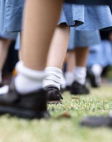 The shoes of a group of girls from Ruyton Girls' School