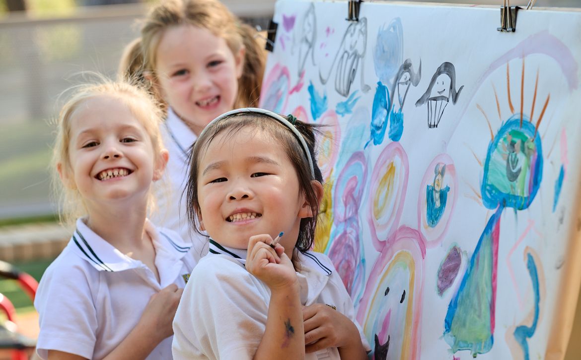 Penrhos ELC students painting together