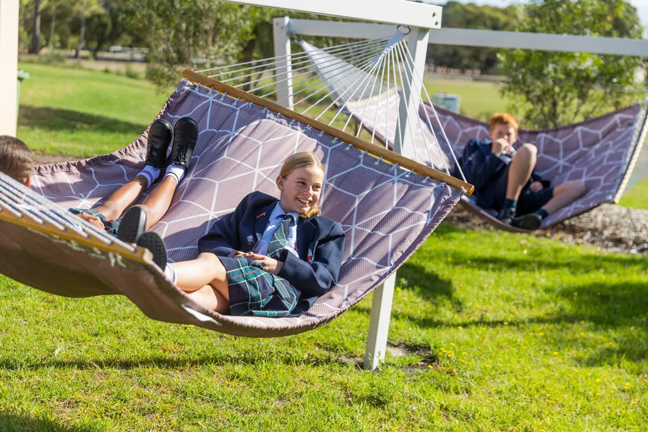 Students in hammocks