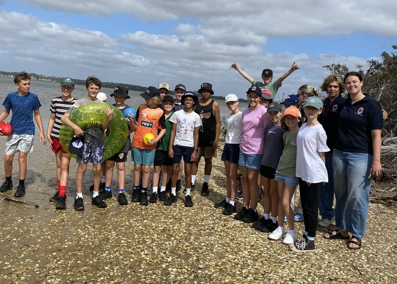 Students at the beach