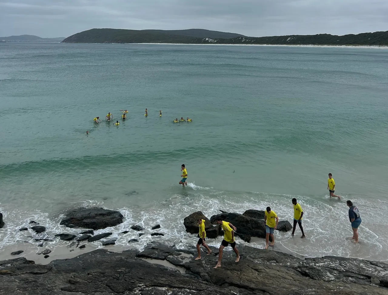 Students at the beach