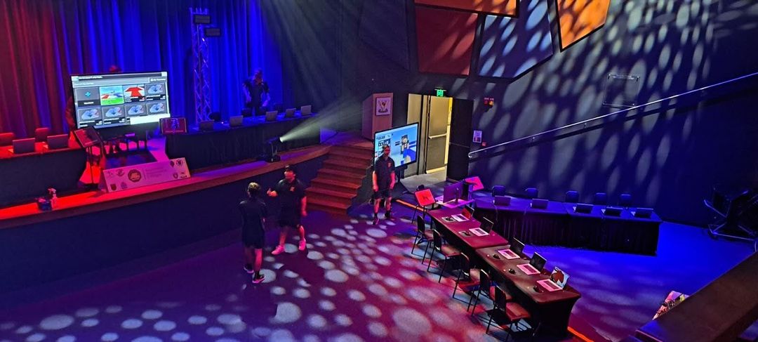 Hall setup with lighting for an event