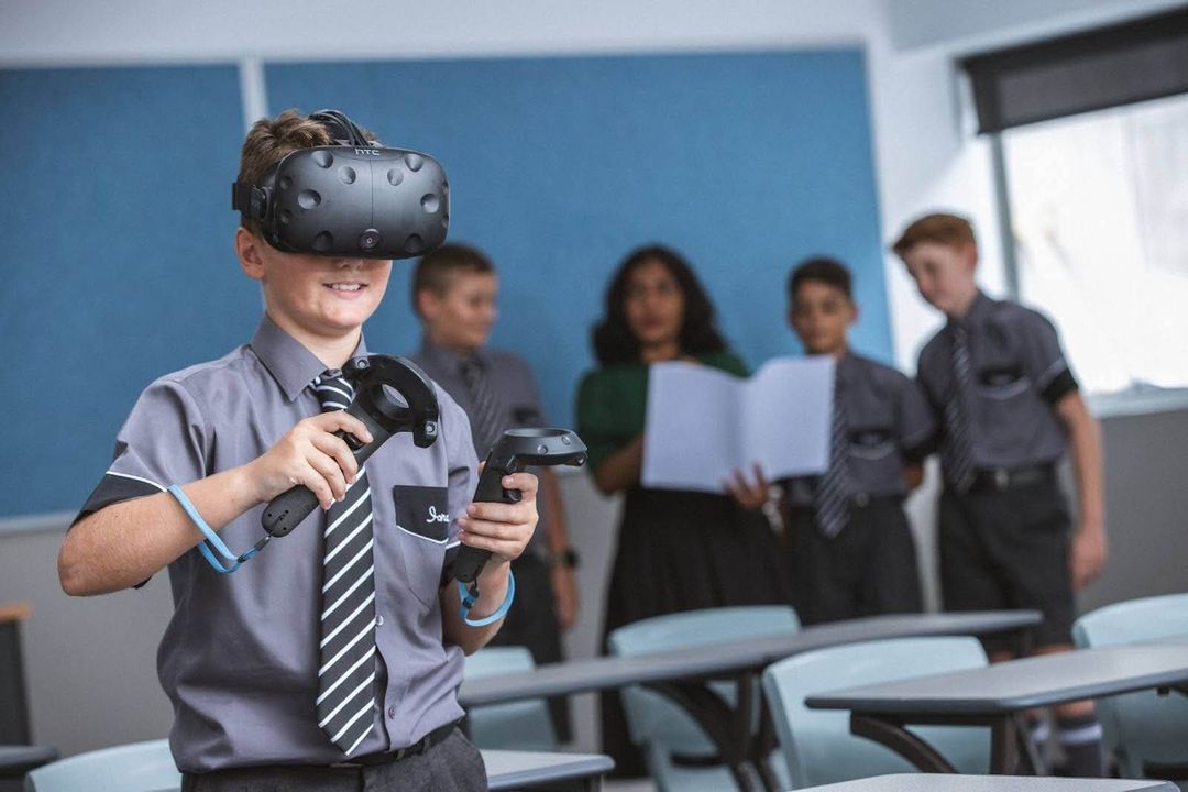 Student using VR headset