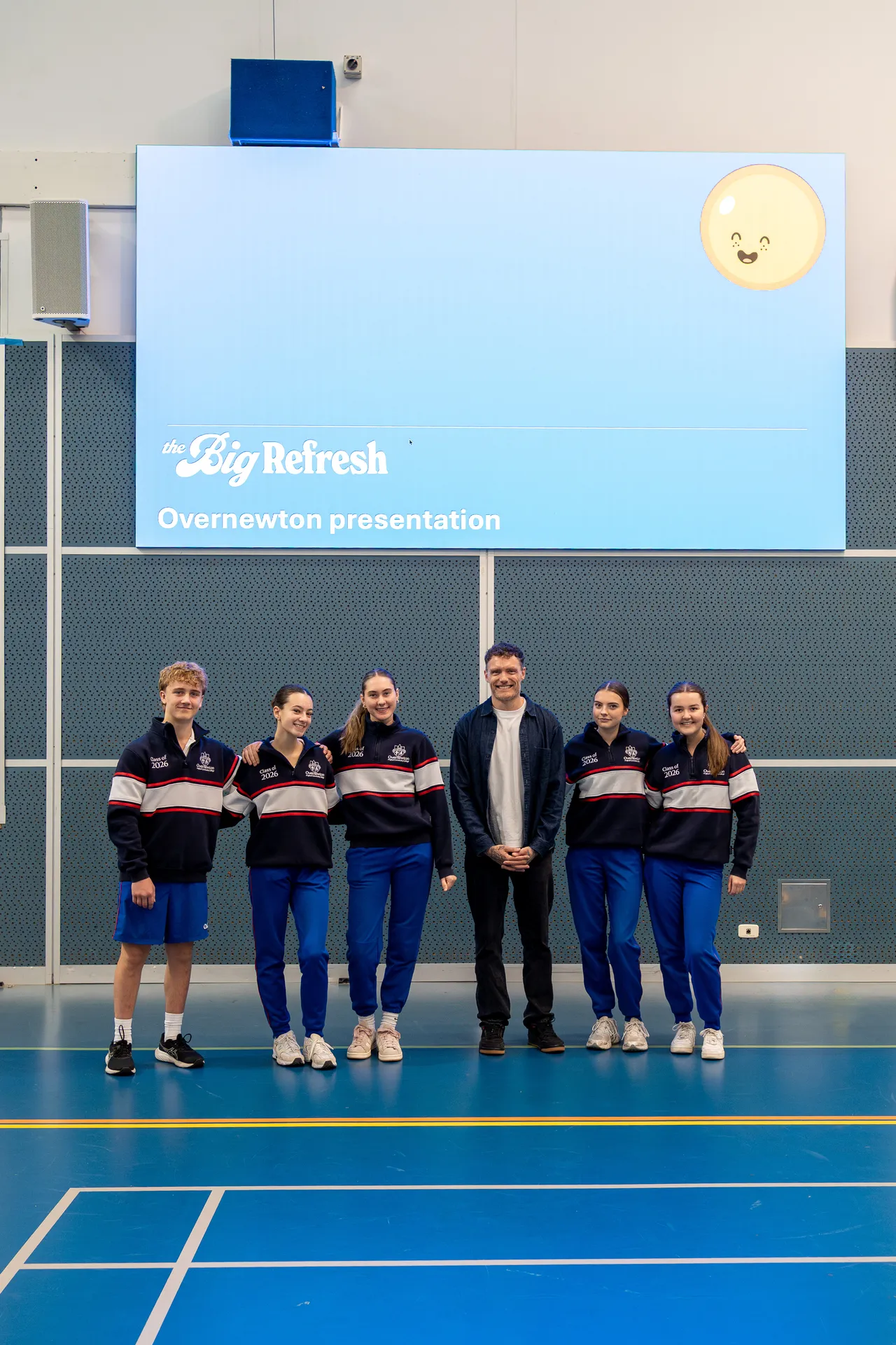Facilitator Nick Orchard flanked by a small group of Year 12 students at the conclusion of "The Big Refresh" pastoral care incursion focusing on how to identify burnout, held at Yirramboi Campus, Keilor.