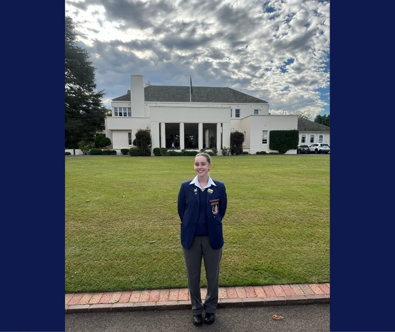 Upper secondary school aged Year 12 student Etienne outside Old Parliament House, during her visit to Canberra to attend the 31st National Schools Constitutional Convention.