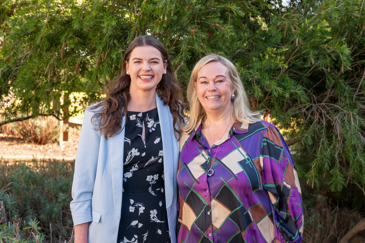 Federal MP for Gorton, Alice Jordan-Baird, and Overnewton's Principal, Emily FitzSimons, posing for a photo during Overnewton's third annual Student Leadership Summit.