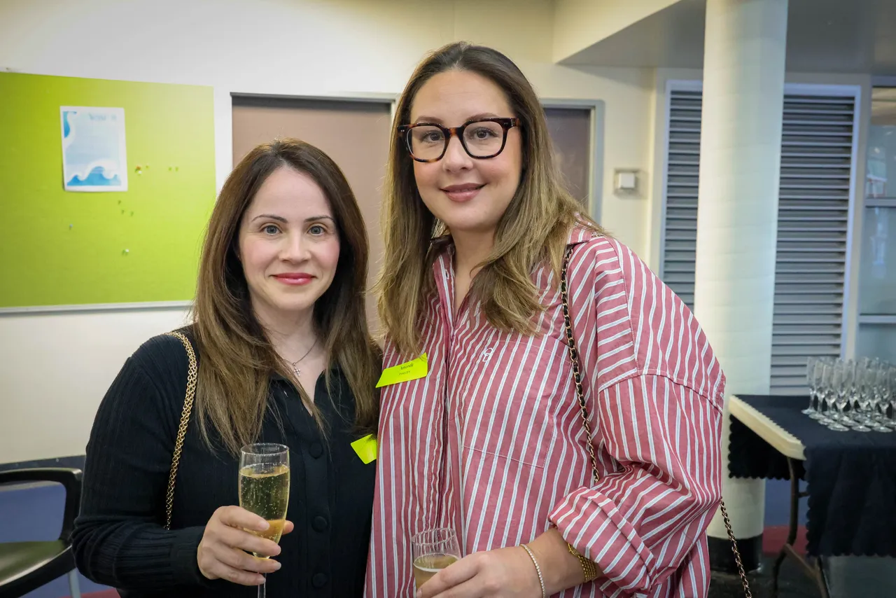 Overnewton Community Engagement Program parent volunteers enjoy a celebratory drink during Overnewton's inaugural Volunteer Appreciation Event, held at the Yirramboi Campus, Keilor.