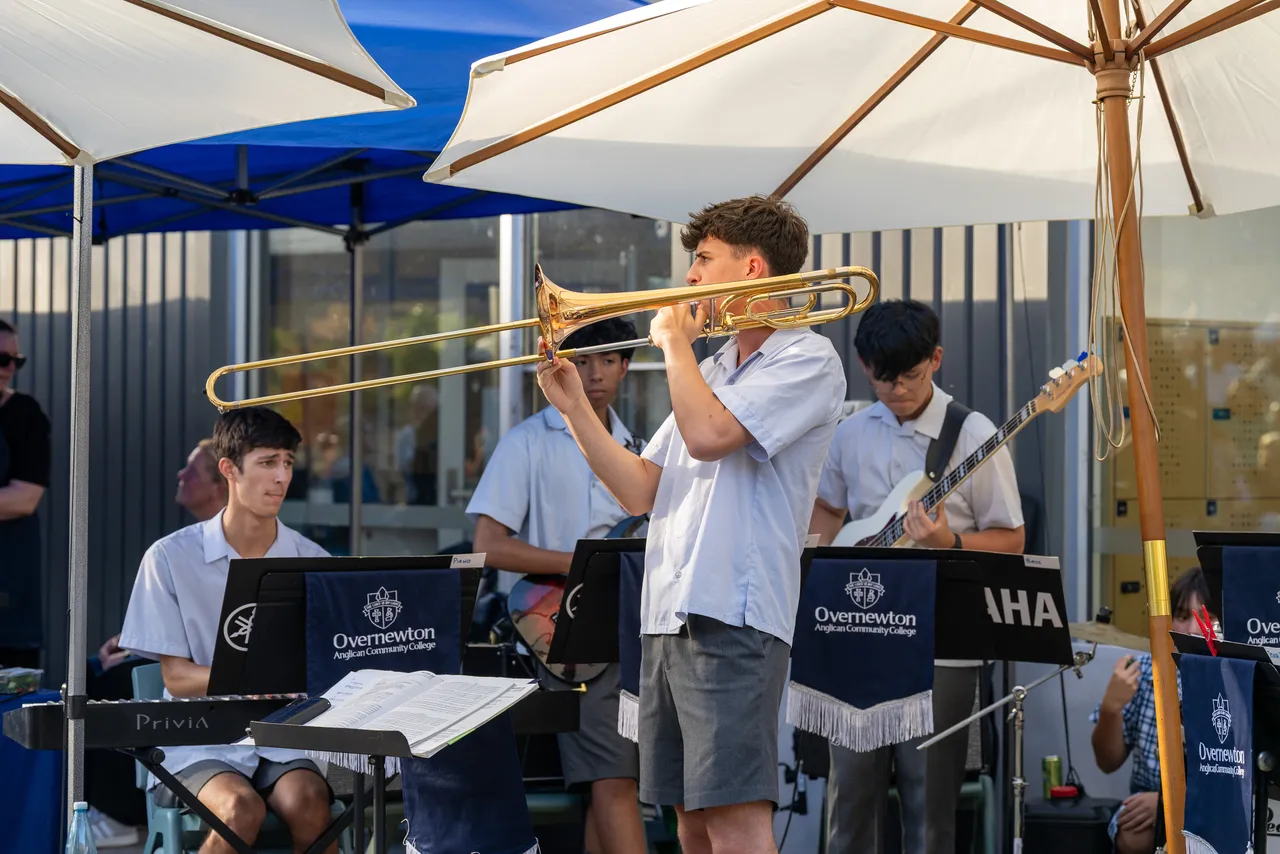 The accomplished Overnewton Big Band performing for community members at the inaugural Yirramboi Parent Information Evening.