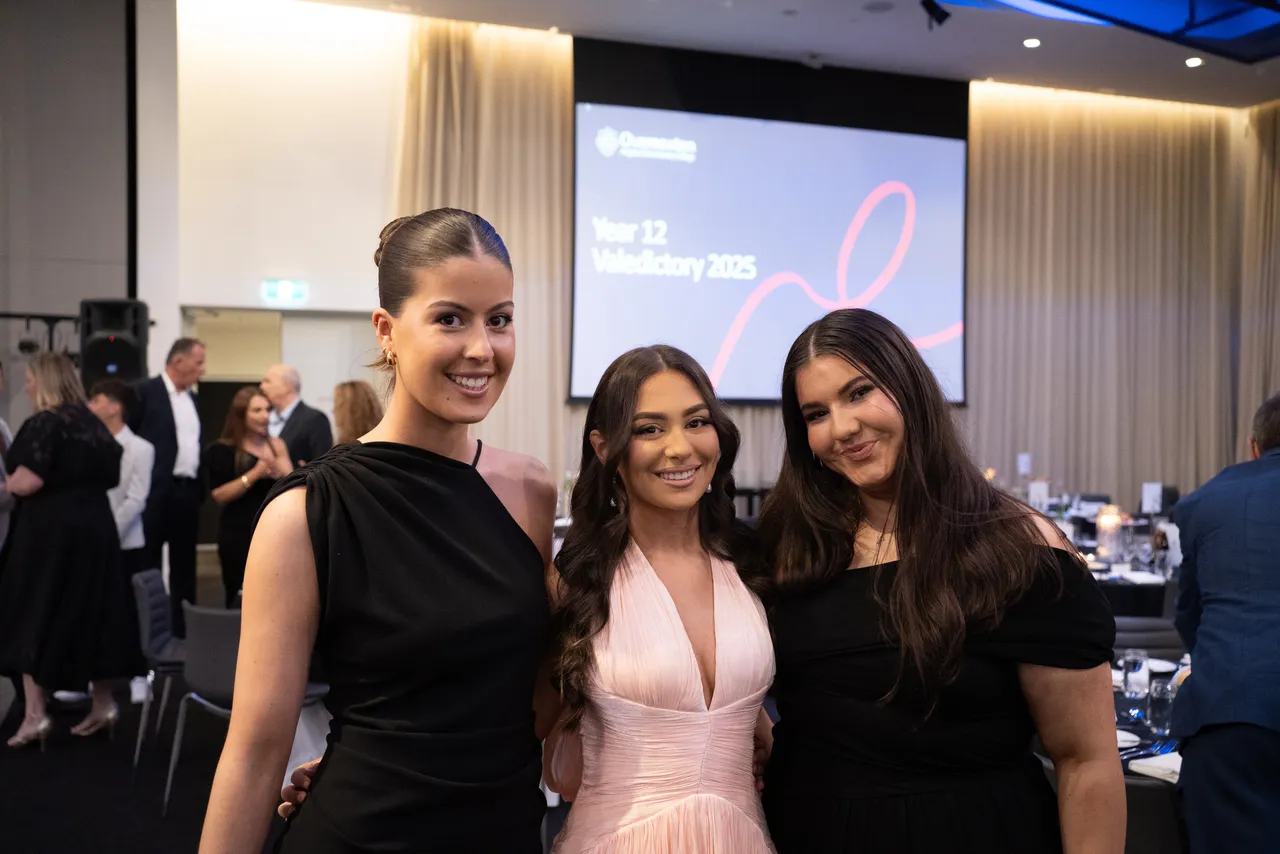 Group of upper secondary students from Overnewton's Senior School, attending their Year 12 Valedictory Dinner at Hyatt Place, Essendon Fields.