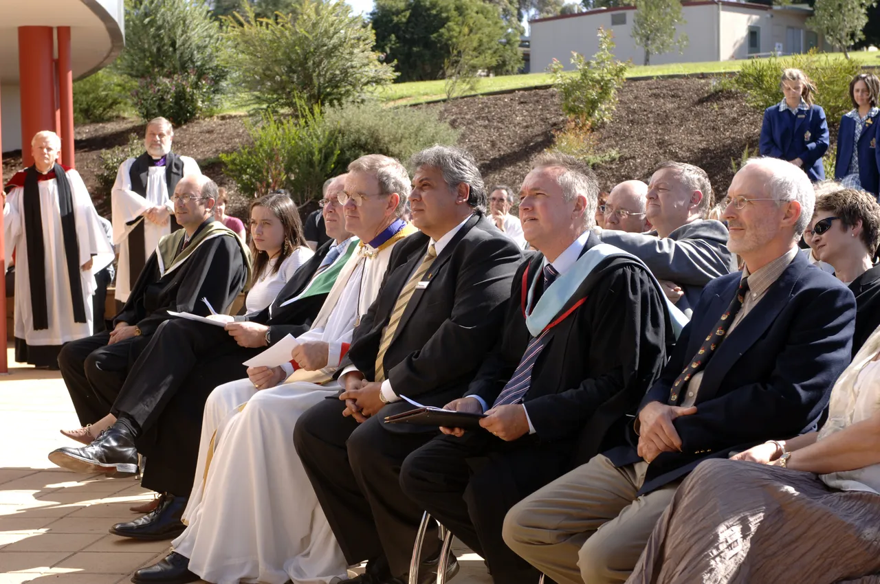Distinguished guests seated for the official opening of the Senior School buildings at Yirramboi Campus, gathered to celebrate a key milestone in Overnewton’s growth and development.