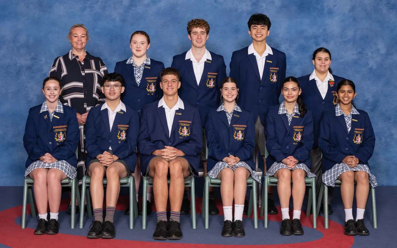 Formal photo of the College Student Executive for 2026 with Principal, Emily FitzSimons.