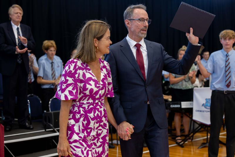 A community tribute was held at Ormiston College in November for Brett Webster, pictured with his wife Melissa