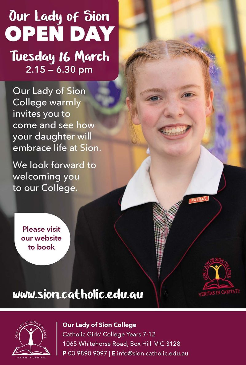 Open Day at Our Lady of Sion College 2021