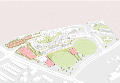 Master Plan with Sports Precinct works in pink