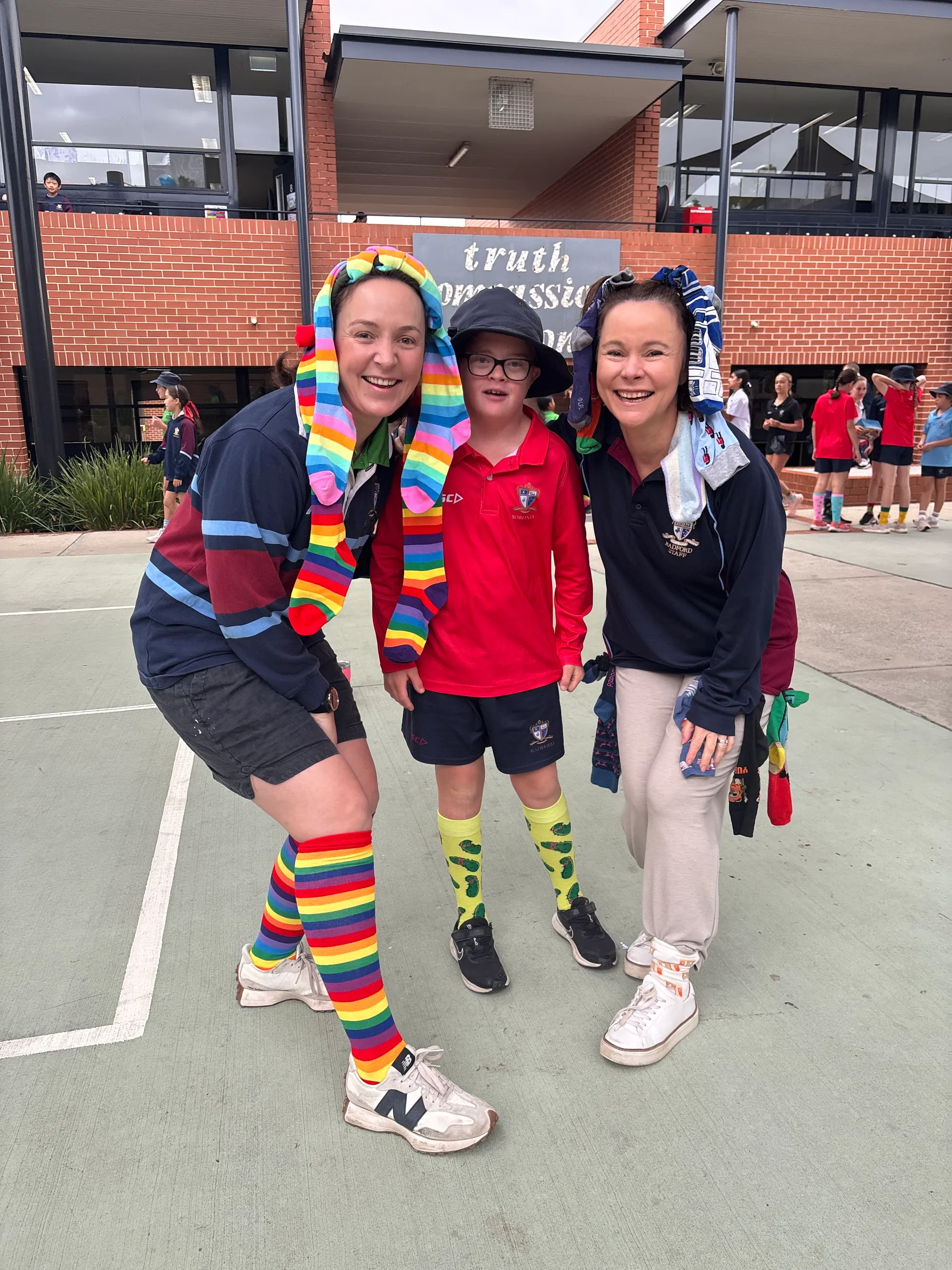 Mrs Taryn Fisher and Mrs Janine Crookes with Year 6 student, Griff Steven.
