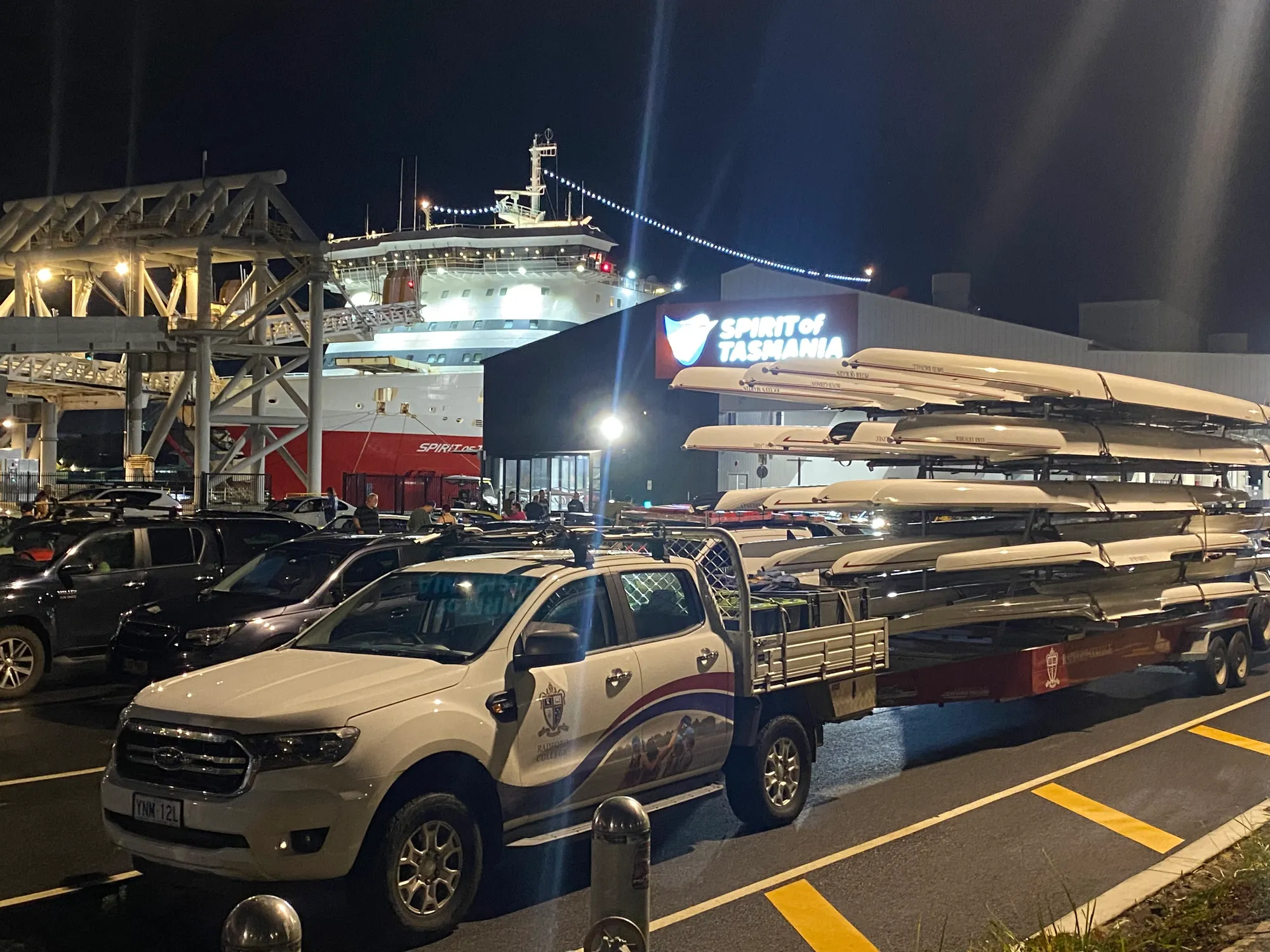 Radford boats lined up for their crossing on the Spirit of Tasmania,