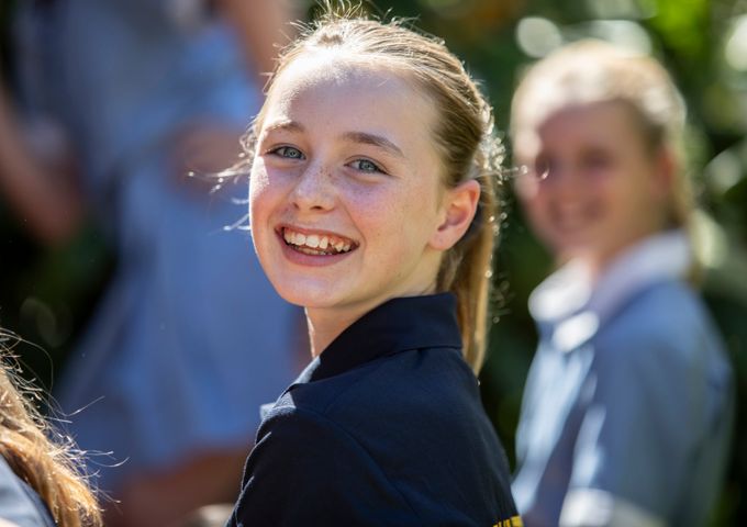 A Ruyton student smiling in the playground