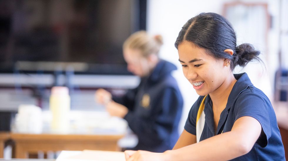 A student being creative in art class at Ruyton Girls' School