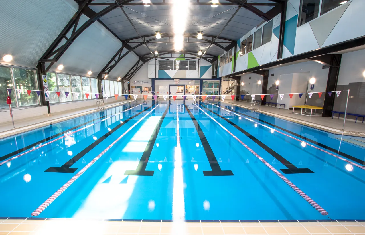 Aerial shot of the St Michael's Grammar School Swimming Pool.