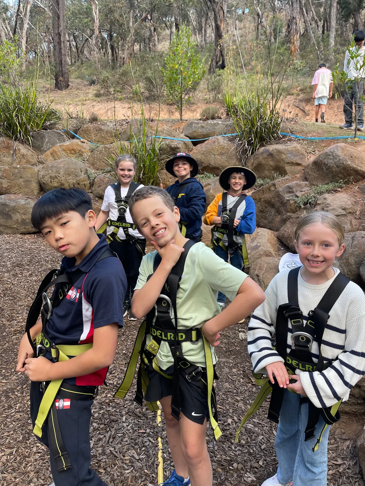 St Michael's Grammar School Year 4 students undertaking the Coastal Guardians program, participating in outdoor activities such as kayaking or a ropes course on the Victorian coast.