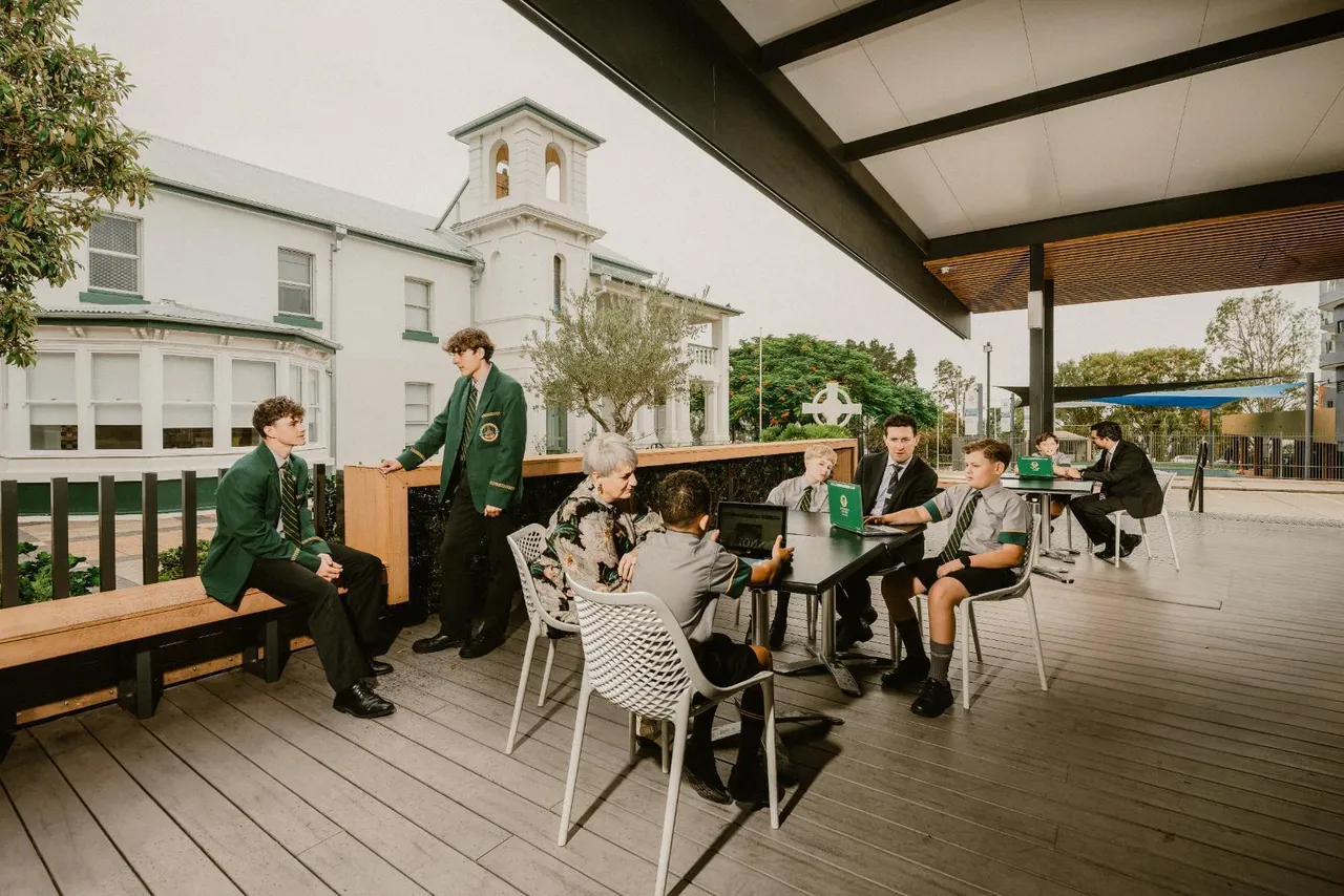 Students interacting in the New Street Cafe