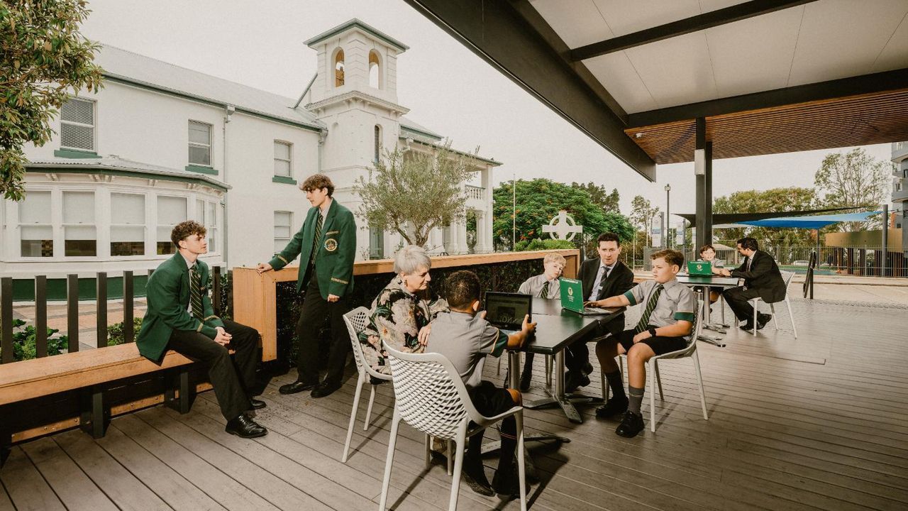 Students interacting in the New Street Cafe
